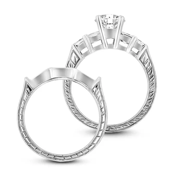 Rings 163 CT TW Natural Diamond AntiqueFinish Bridal Engagement Ring Set in Solid 14K White Gold ISI2 Goldia Rings 163 CT TW Natural Diamond AntiqueFinish Bridal Engagement Ring Set in Solid 14K White Gold ISI2 Goldia