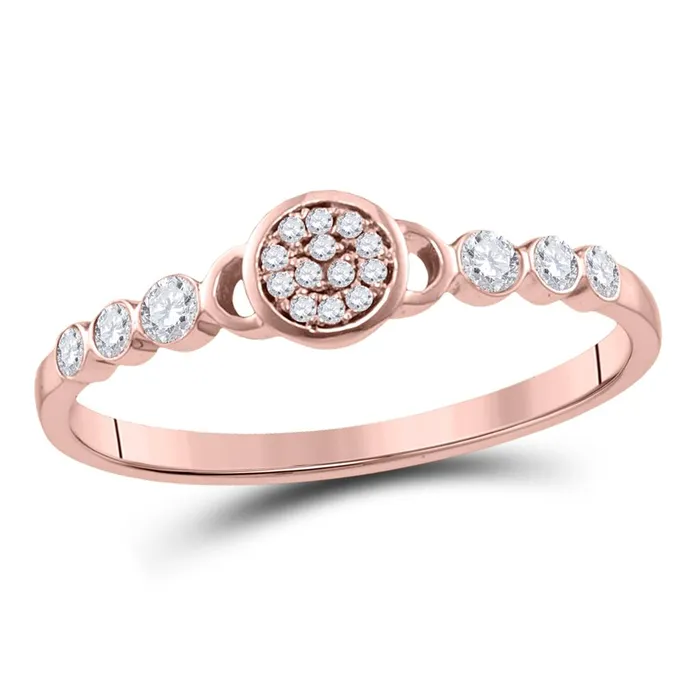 Rings 10k Rose Gold Round Diamond Cluster Stackable Band Ring 16 Cttw gndatlanta Rings 10k Rose Gold Round Diamond Cluster Stackable Band Ring 16 Cttw gndatlanta