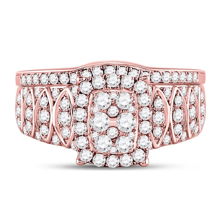 Rings 14k Rose Gold Round Diamond Bridal Wedding Ring Set 1 Cttw gndatlanta Rings 14k Rose Gold Round Diamond Bridal Wedding Ring Set 1 Cttw gndatlanta