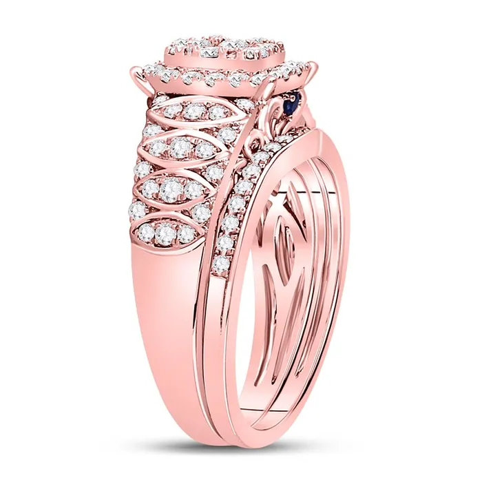 Rings 14k Rose Gold Round Diamond Bridal Wedding Ring Set 1 Cttw gndatlanta