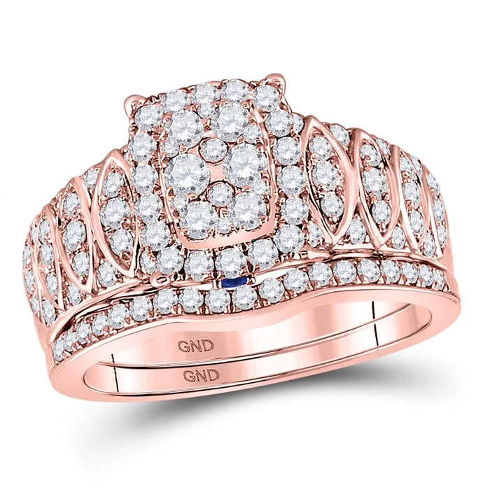 Rings 14k Rose Gold Round Diamond Bridal Wedding Ring Set 1 Cttw gndatlanta
