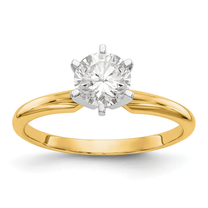 Rings 14k Twotone 12 Ct Round VSSI GH Lab Grown Diamond Solitaire Lightweight HalfRound 6 Prong Ring Goldia Rings 14k Twotone 12 Ct Round VSSI GH Lab Grown Diamond Solitaire Lightweight HalfRound 6 Prong Ring Goldia