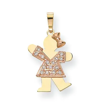 Rings 14k Two tone AAA Diamond kid pendant Goldiacom