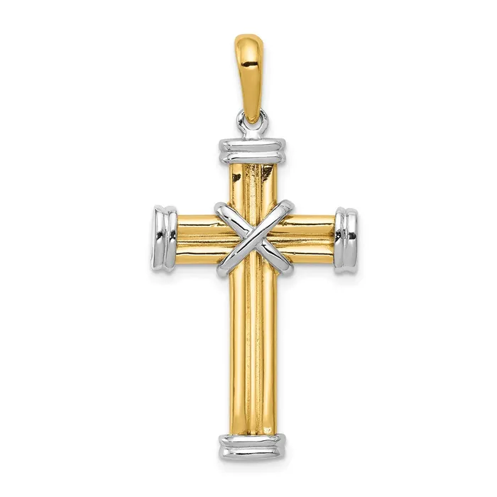 Rings 14k Twotone Gold Latin Cross Pendant Goldia