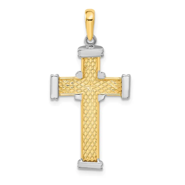 Rings 14k Twotone Gold Latin Cross Pendant Goldia