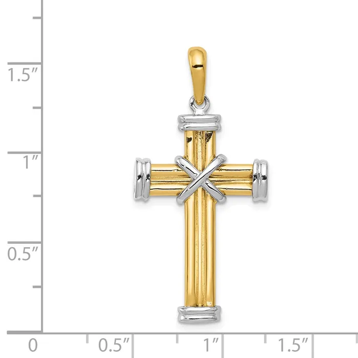 Rings 14k Twotone Gold Latin Cross Pendant Goldia