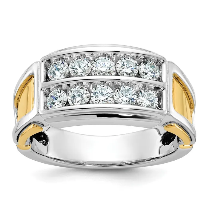 Rings 14k Twotone Gold Mens 1 carat Diamond Complete Ring Goldia
