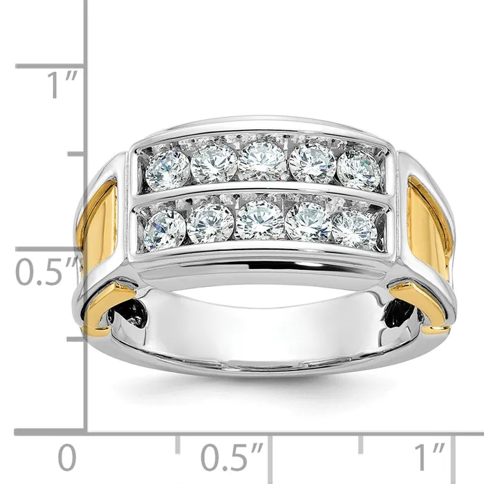 Rings 14k Twotone Gold Mens 1 carat Diamond Complete Ring Goldia