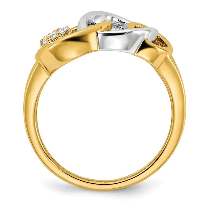 Rings 14k TwoTone Gold Polished Real Diamond Triple Circle Ring Goldia