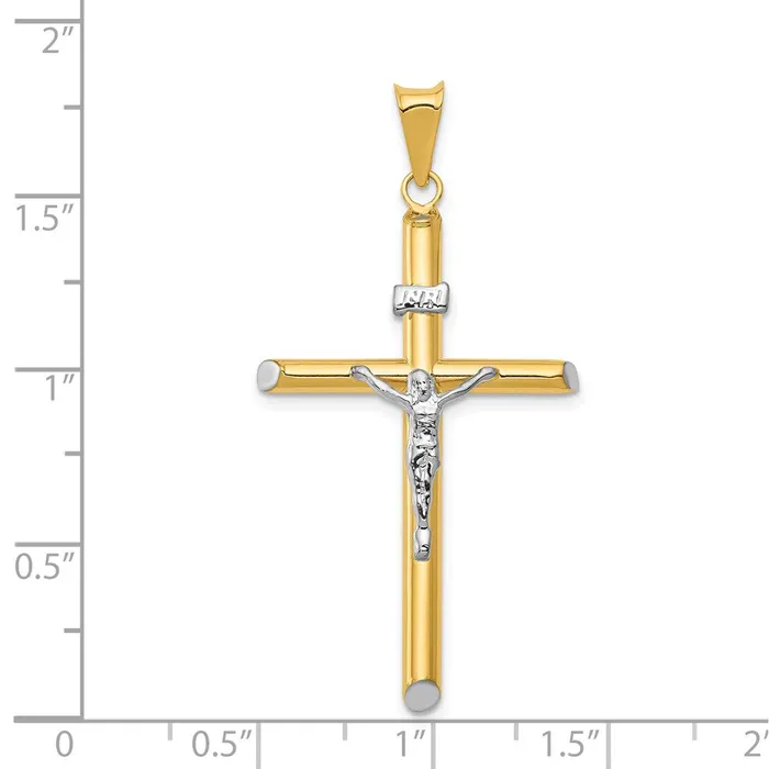 Rings 14k Twotone Gold Twotone Gold wRhodium Inri Crucifix Pendant Goldia