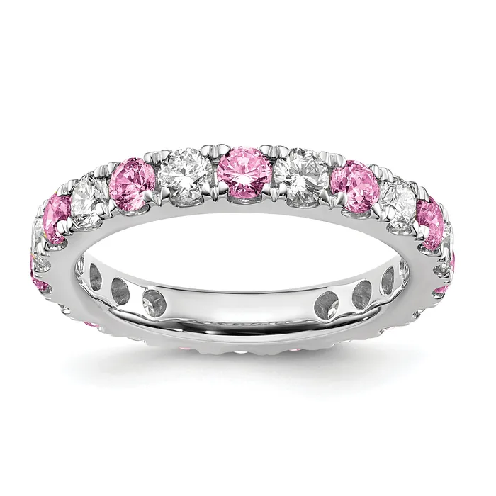 Rings 14k White Gold 1 15 Ct Lab Grown Diamond VSSI G and Lab Created Pink Sapphire Eternity Band Ring Goldia Rings 14k White Gold 1 15 Ct Lab Grown Diamond VSSI G and Lab Created Pink Sapphire Eternity Band Ring Goldia