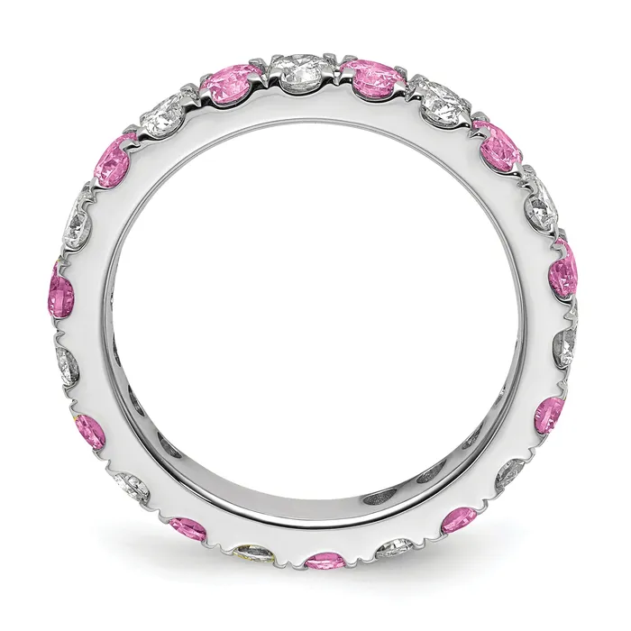 Rings 14k White Gold 1 15 Ct Lab Grown Diamond VSSI G and Lab Created Pink Sapphire Eternity Band Ring Goldia