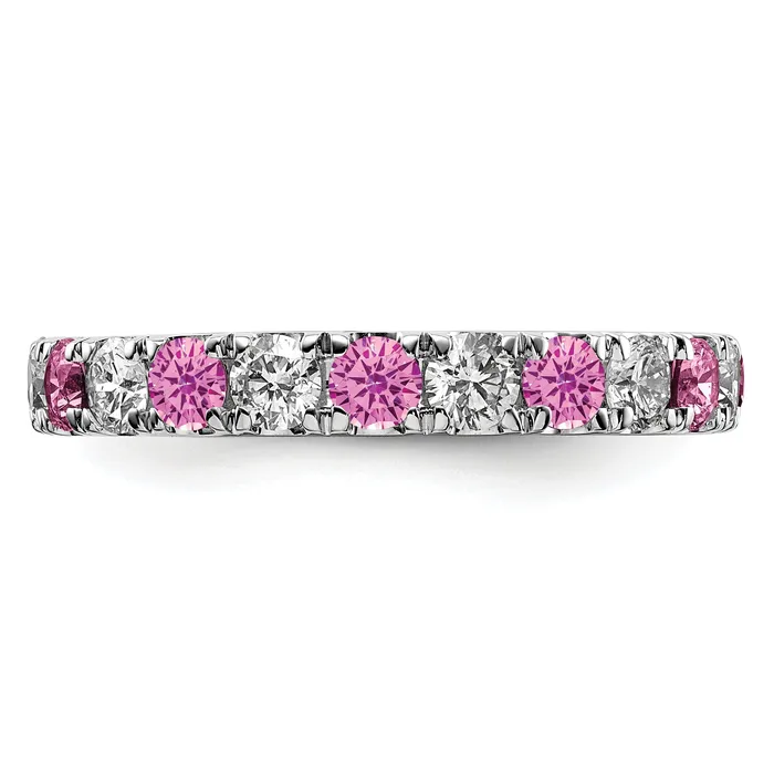 Rings 14k White Gold 1 15 Ct Lab Grown Diamond VSSI G and Lab Created Pink Sapphire Eternity Band Ring Goldia
