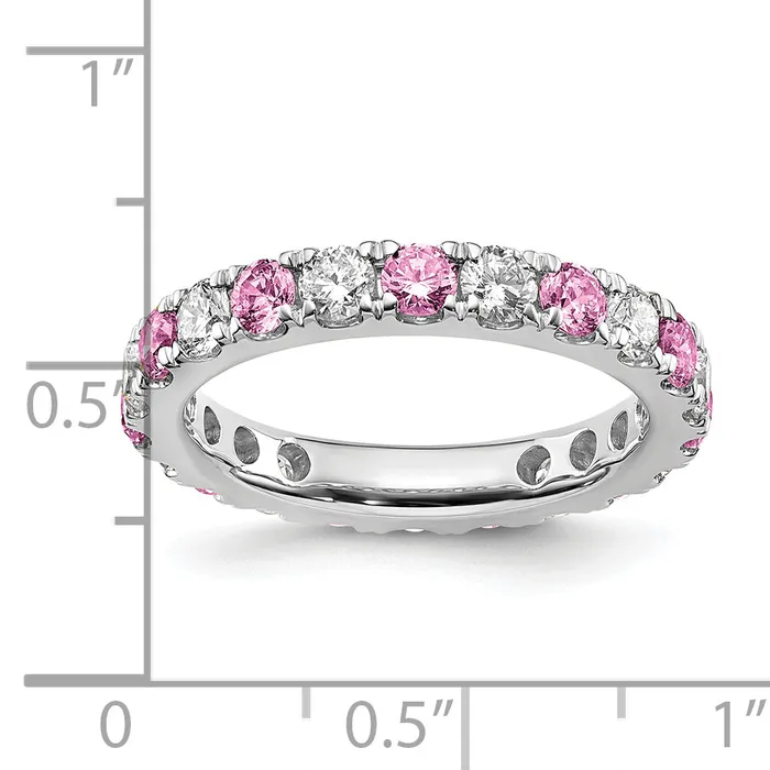 Rings 14k White Gold 1 15 Ct Lab Grown Diamond VSSI G and Lab Created Pink Sapphire Eternity Band Ring Goldia