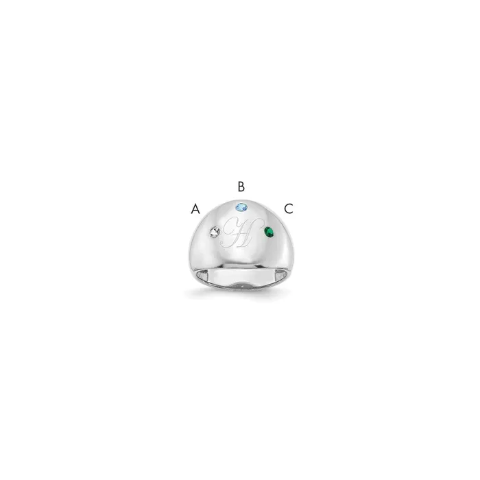 Rings 14K White Gold 3 Birthstone Personalized Cigar Ring Goldia