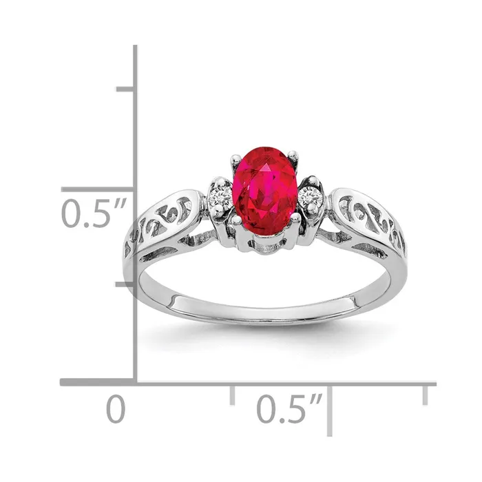 Rings 14k White Gold 6x4mm Oval Ruby AA Real Diamond ring Goldiacom