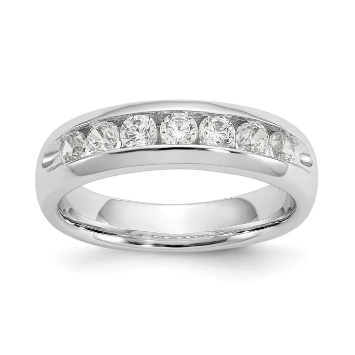 Rings 14K White Gold 7Stone Real Diamond Channel Band goldiaca