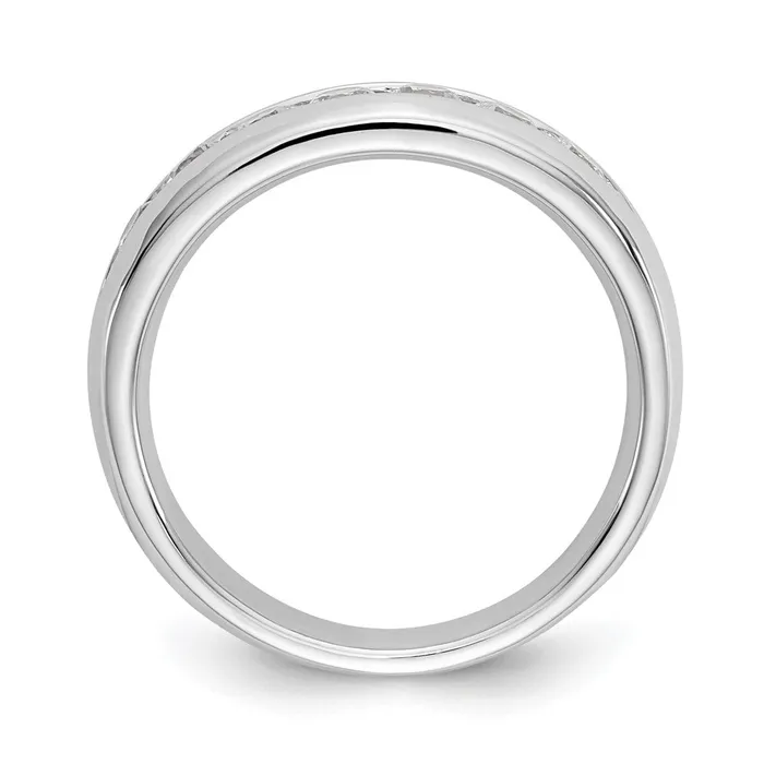 Rings 14K White Gold 7Stone Real Diamond Channel Band goldiaca