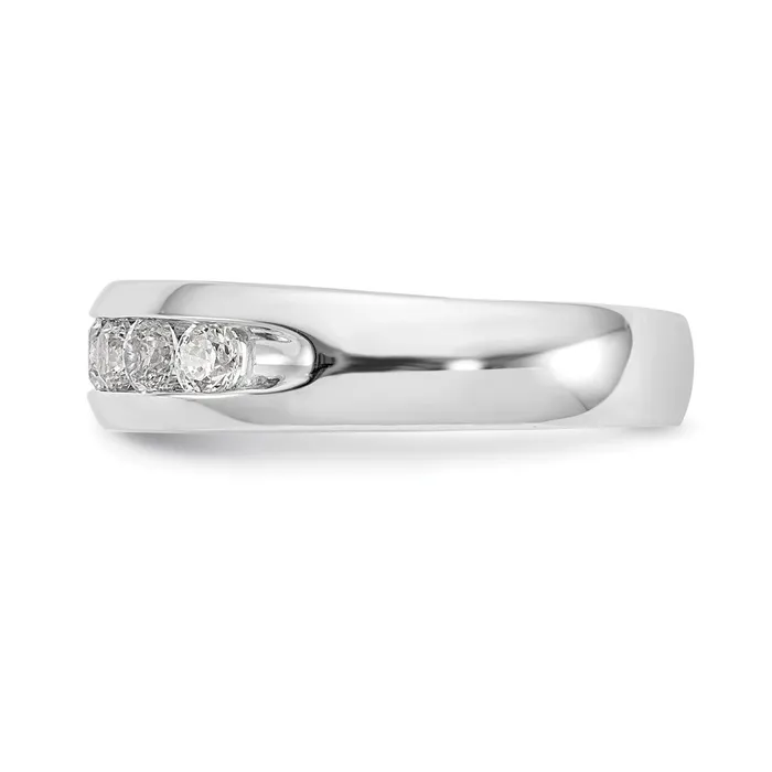 Rings 14K White Gold 7Stone Real Diamond Channel Band goldiaca