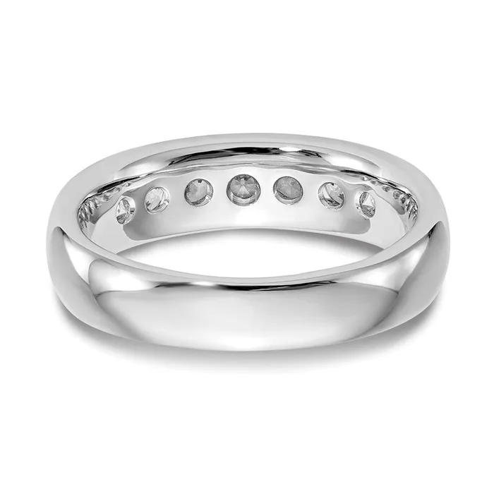Rings 14K White Gold 7Stone Real Diamond Channel Band goldiaca