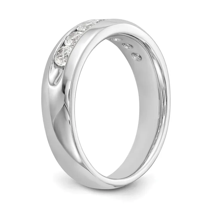 Rings 14K White Gold 7Stone Real Diamond Channel Band goldiaca