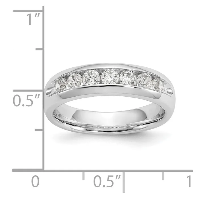 Rings 14K White Gold 7Stone Real Diamond Channel Band goldiaca