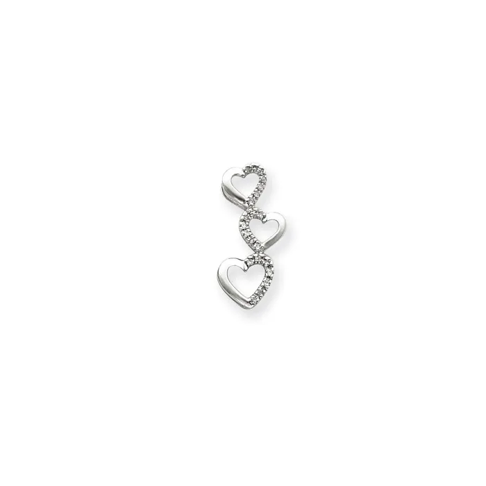 Rings 14k White Gold AA Real Diamond Triple Heart Slide Goldia