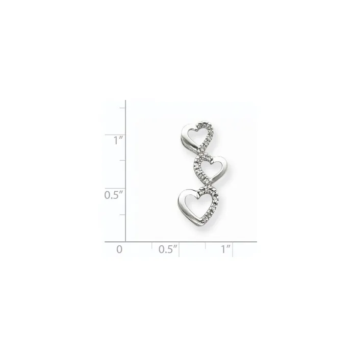 Rings 14k White Gold AA Real Diamond Triple Heart Slide Goldia