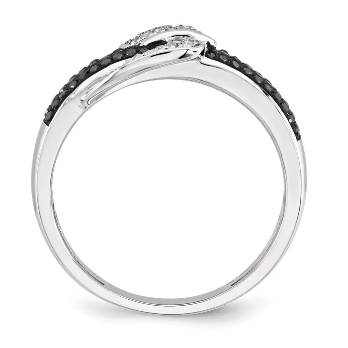 Rings 14k White Gold Black and White Real Diamond Buckle Fashion Ring Goldiacom
