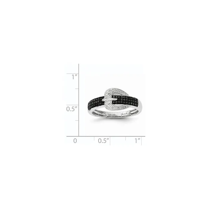 Rings 14k White Gold Black and White Real Diamond Buckle Fashion Ring Goldiacom