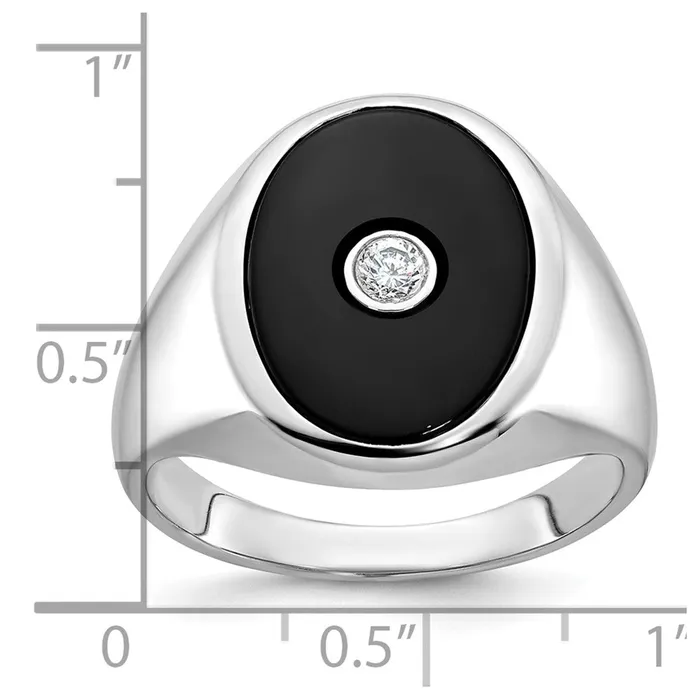 Rings 14k White Gold Mens Onyx and Diamond Ring Mounting Goldia
