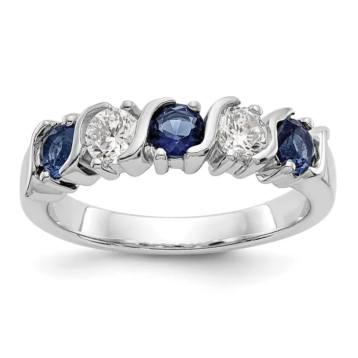 Rings 14k White Gold Real Diamond wSapphire Band Goldia