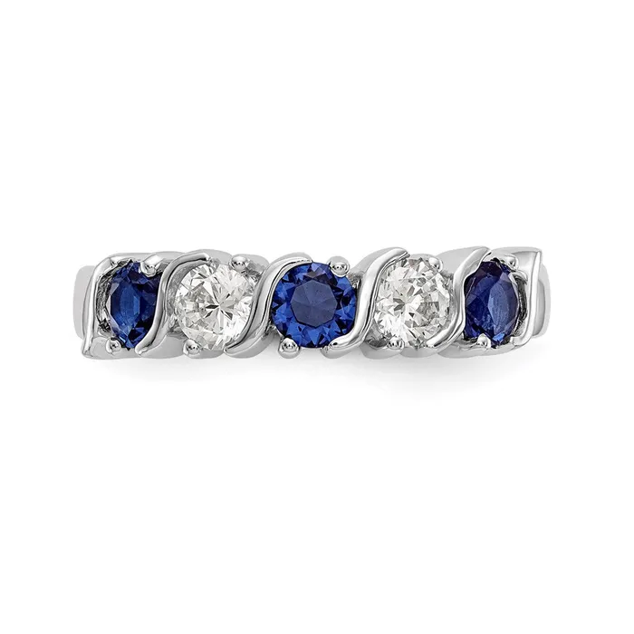 Rings 14k White Gold Real Diamond wSapphire Band Goldia