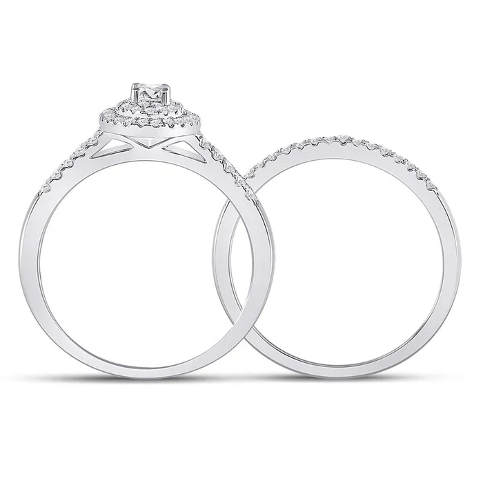 Rings 14k White Gold Round Diamond Bridal Wedding Ring Set 12 Ctw gndatlanta