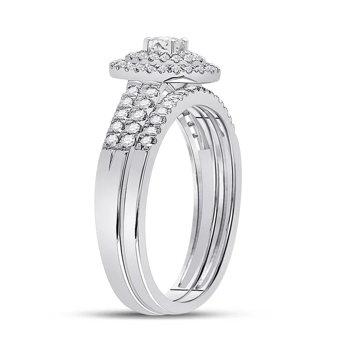 Rings 14k White Gold Round Diamond Bridal Wedding Ring Set 12 Ctw gndatlanta