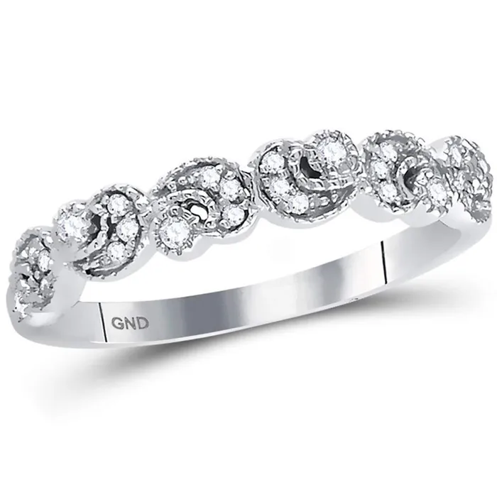 Rings 14k White Gold Round Diamond Crescent Stackable Band Ring 110 Cttw gndatlanta Rings 14k White Gold Round Diamond Crescent Stackable Band Ring 110 Cttw gndatlanta