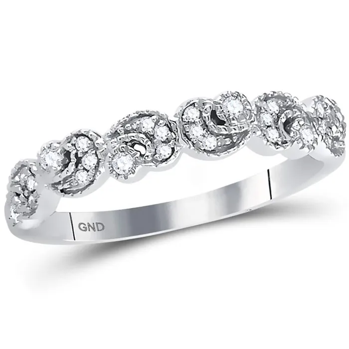 Rings 14k White Gold Round Diamond Crescent Stackable Band Ring 110 Cttw gndatlanta
