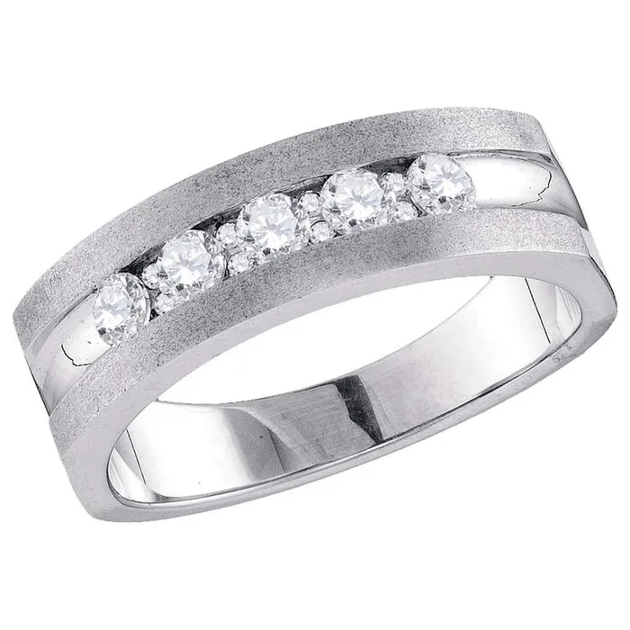Rings 14k White Gold Round Diamond Single Row 5Stone Wedding Band Ring 12 Cttw gndatlanta Rings 14k White Gold Round Diamond Single Row 5Stone Wedding Band Ring 12 Cttw gndatlanta