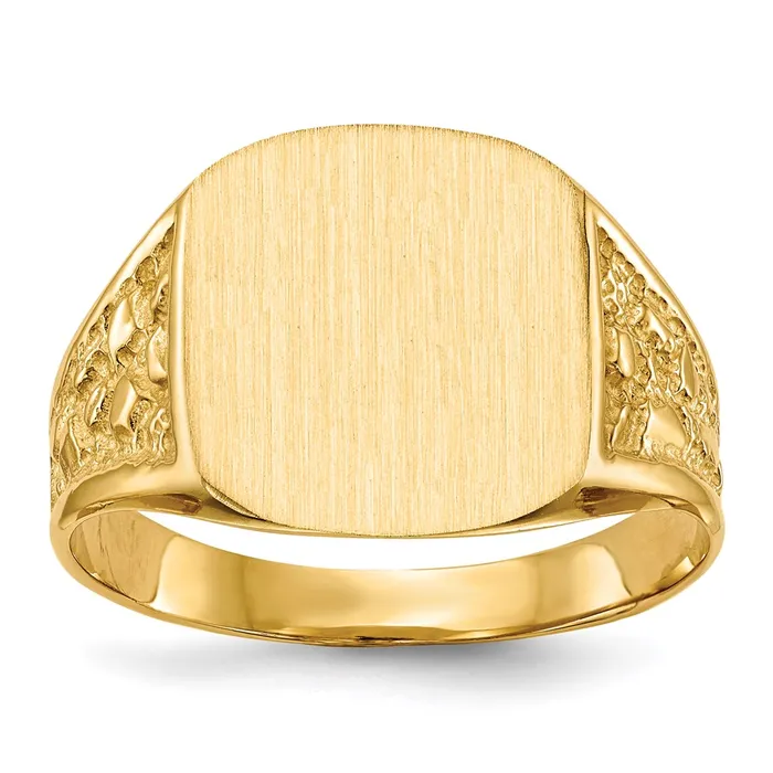 Rings 14K Yellow Gold 140x140mm Closed Back Mens Signet Ring Goldia