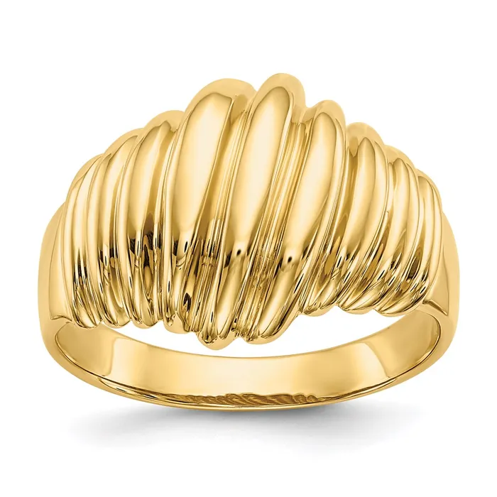 Rings 14K Yellow Gold Polished Scalloped Dome Ring Goldia