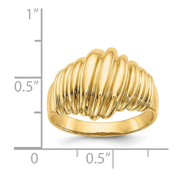 Rings 14K Yellow Gold Polished Scalloped Dome Ring Goldia
