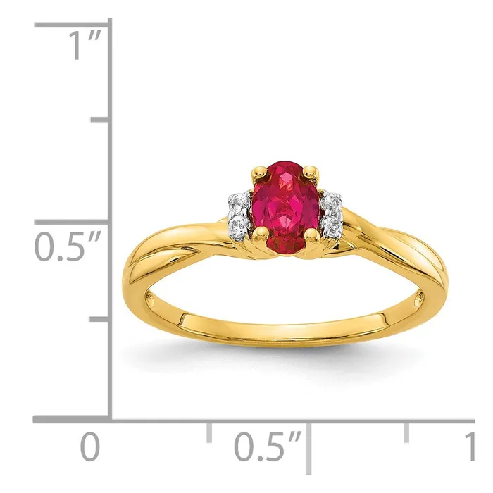Rings 14K Yellow Gold Real Diamond and Oval Ruby Ring Goldiacom