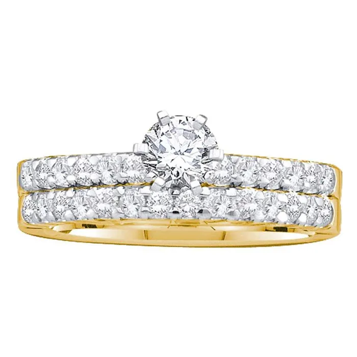 Rings 14k Yellow Gold Round Diamond Bridal Wedding Ring Set 1 Cttw Certified gndatlanta Rings 14k Yellow Gold Round Diamond Bridal Wedding Ring Set 1 Cttw Certified gndatlanta
