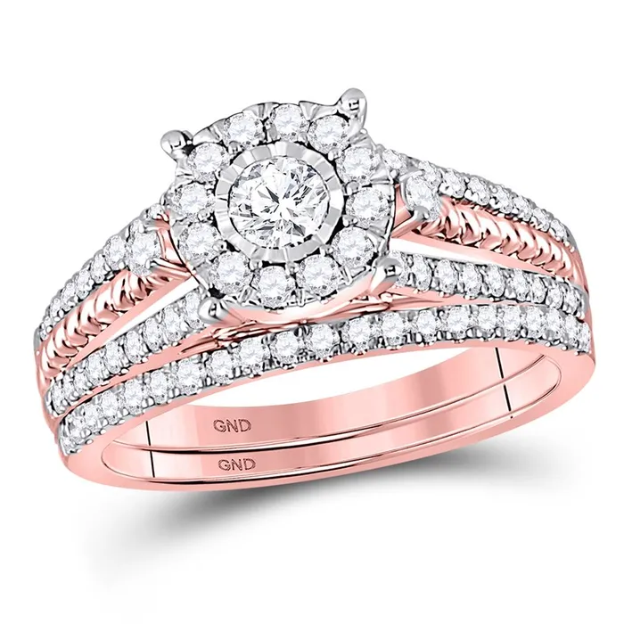 Rings gndatlanta 10k Rose Gold Round Diamond Bridal Wedding Ring Set 78 Cttw Certified Rings gndatlanta 10k Rose Gold Round Diamond Bridal Wedding Ring Set 78 Cttw Certified