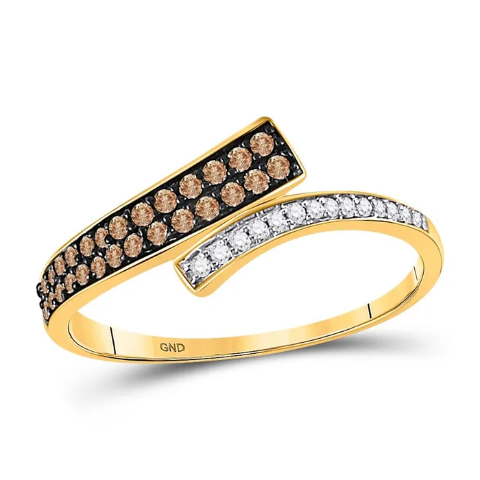 Rings gndatlanta 10k Yellow Gold Round Brown Diamond Bypass Band 14 Cttw Rings gndatlanta 10k Yellow Gold Round Brown Diamond Bypass Band 14 Cttw