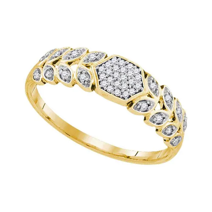 Rings gndatlanta 10k Yellow Gold Round Diamond Leaf Cluster Band Ring 110 Cttw Rings gndatlanta 10k Yellow Gold Round Diamond Leaf Cluster Band Ring 110 Cttw