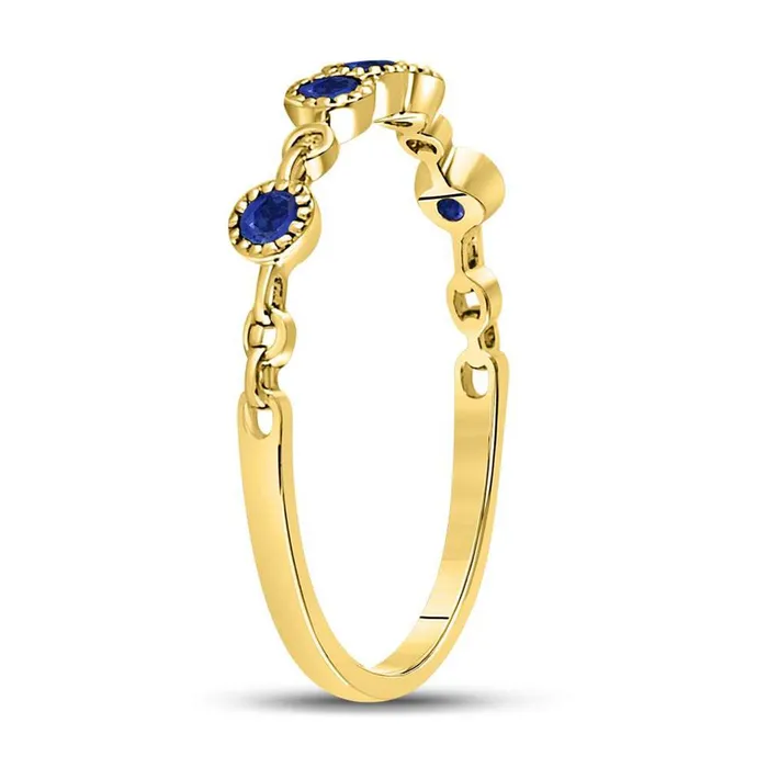 Rings gndatlanta 10kt Yellow Gold Round Blue Sapphire Dot Stackable Band Ring 15 Cttw