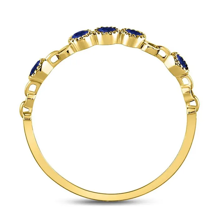 Rings gndatlanta 10kt Yellow Gold Round Blue Sapphire Dot Stackable Band Ring 15 Cttw