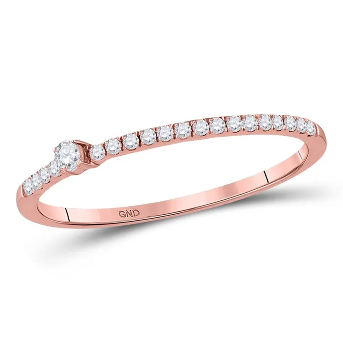 Rings gndatlanta 14k Rose Gold Round Diamond Stackable Band Ring 18 Cttw Rings gndatlanta 14k Rose Gold Round Diamond Stackable Band Ring 18 Cttw