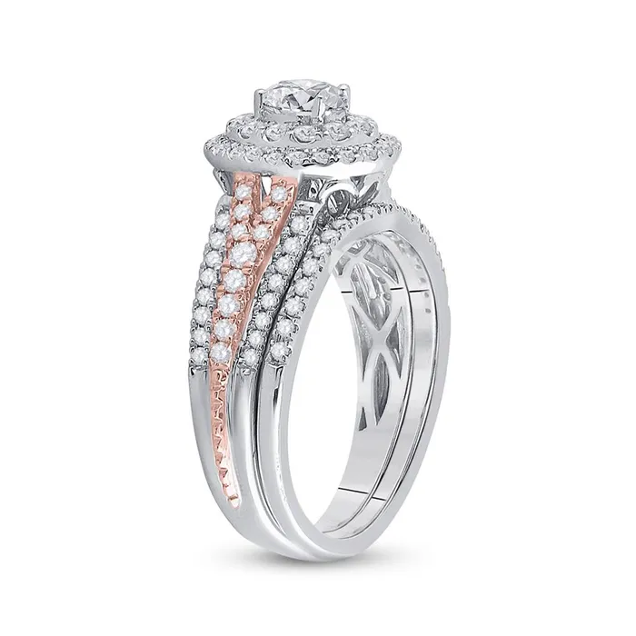 Rings gndatlanta 14k Twotone Gold Oval Diamond Bridal Wedding Ring Set 1 Cttw Certified